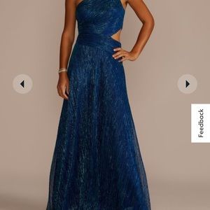 BETSY AND ADAM

one shoulder metallic a-line dress with cutout